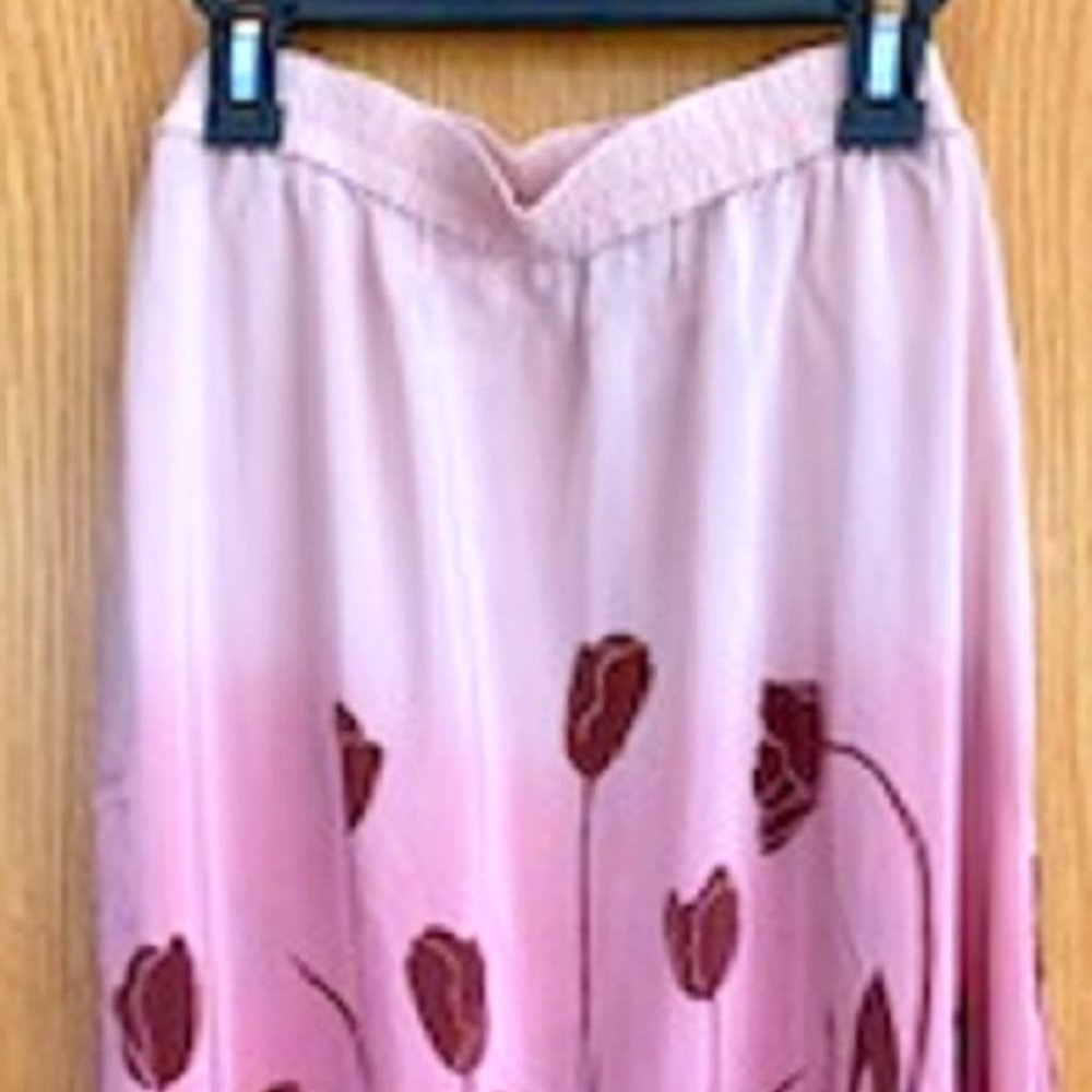 Diane Gilman Women's Light Silk Maxi Skirt Split